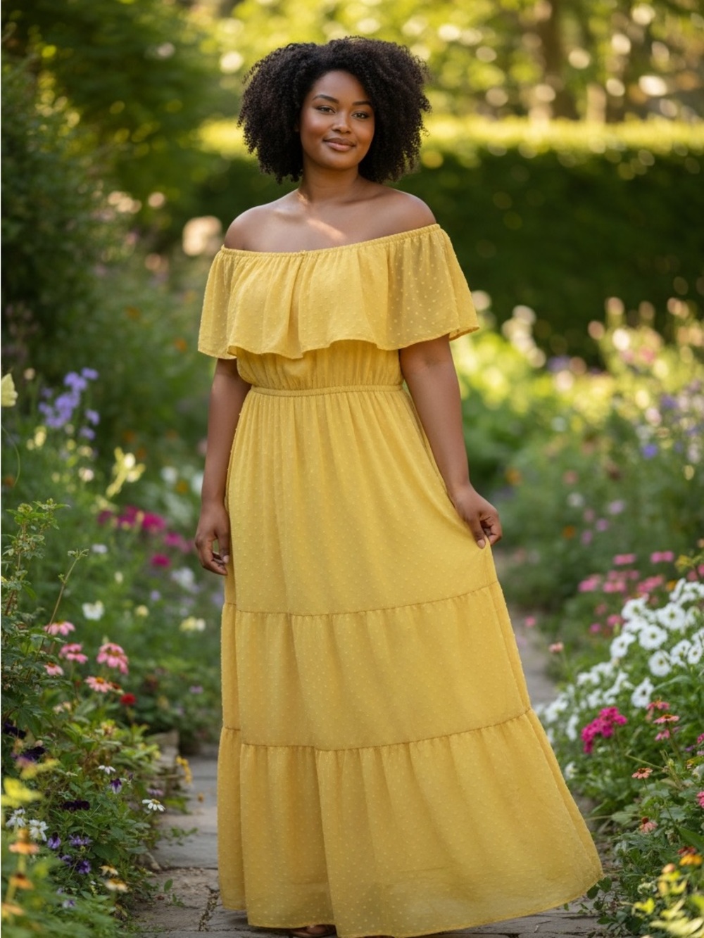 Angela by Ghea Yellow Swiss Dot Maxi Dress NWT